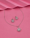 SILVER TRENDY EARRINGS WITH NECK CHAIN