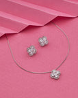 SILVER FANCY EARRINGS WITH NECK CHAIN