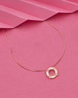 SILVER ROSE GOLD FOAM CIRCLE EARRING WITH NECK CHAIN