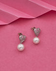 SILVER HEART EARRINGS WITH NECK CHAIN