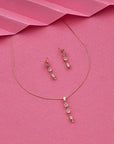 SILVER ROSE GOLD FASHIONABLE EARRINGS WITH NECK CHAIN