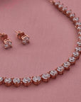 SILVER ROSE GOLD PARTY WEAR CHAIN WITH EARRING