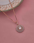 SLVER ROSE GOLD HEAVY PENDANT WITH EARRINGS