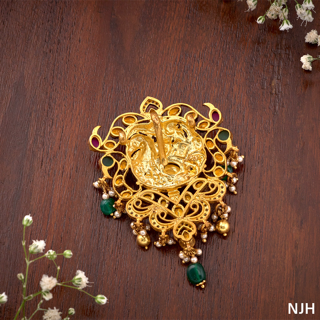 PEACOCK PENDANT WITH WHITE STONE