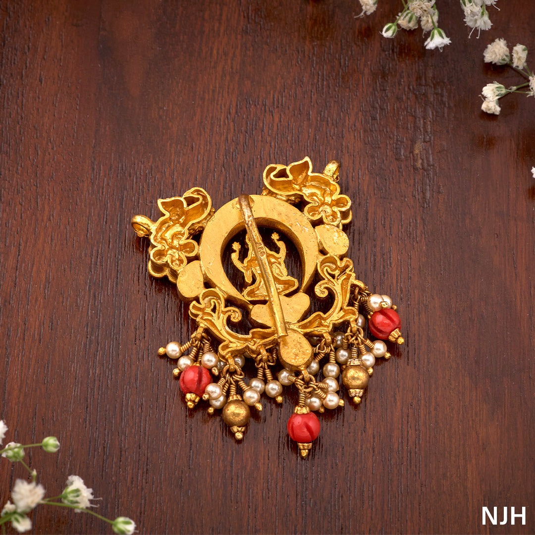 LAKSHMI PENDANT WITH CORAL BEADS