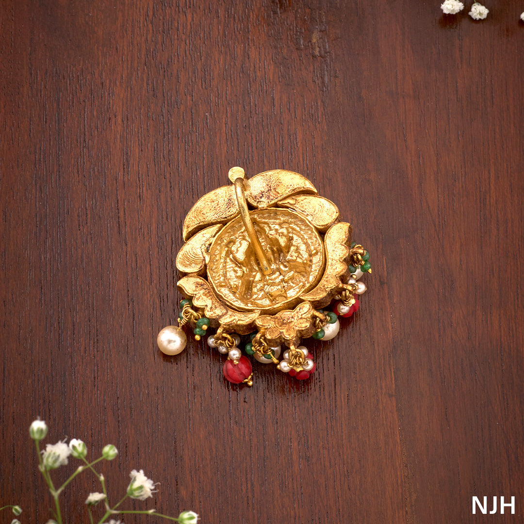 LAKSHMI GREEN KEMP TEMPLE PENDANT